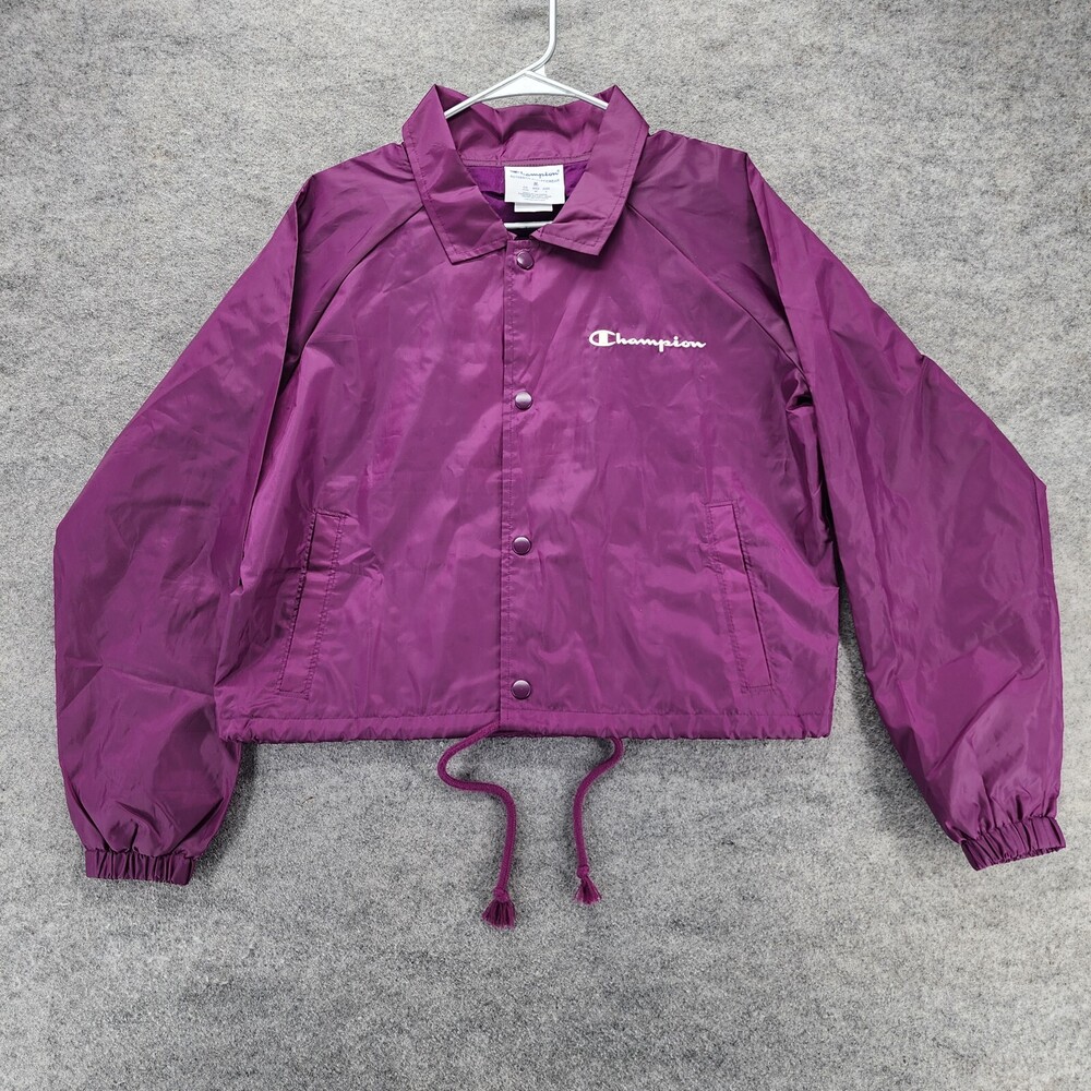 Champion Windbreaker Jacket Womens Medium Cropped Purple